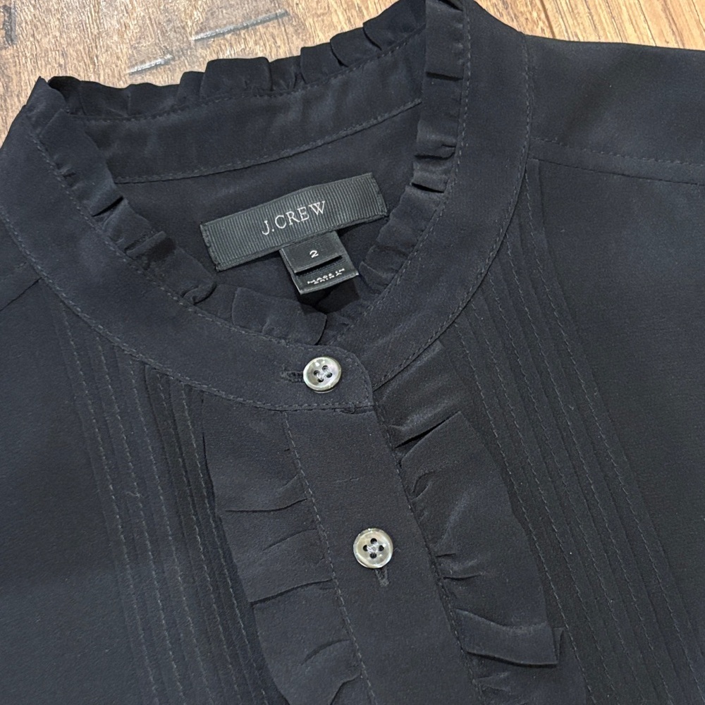 J.Crew Silk Ruffled Button-Up Blouse - Picture 3 of 7
